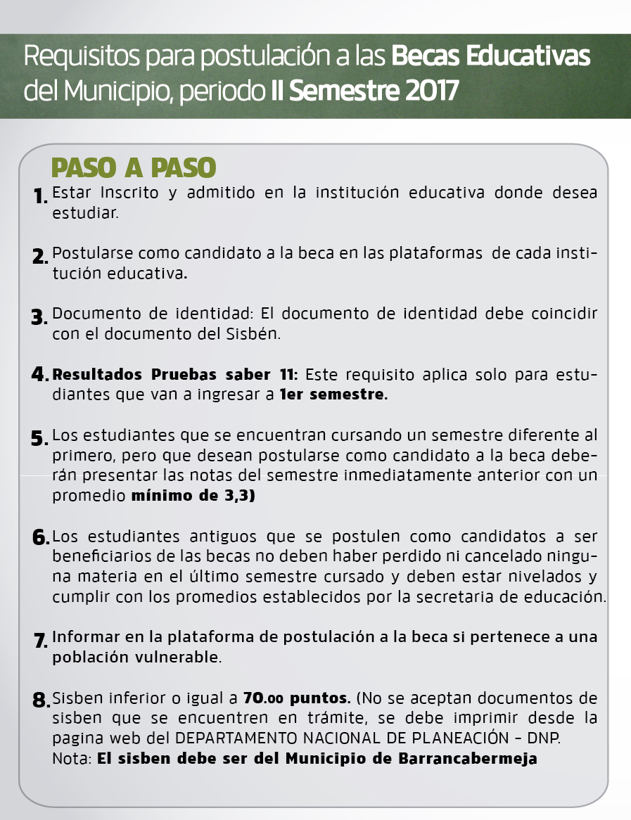 Postulación de becas II semestre de 2017 - Convenio entre Alcaldía Municipal de Barrancabermeja y UNAD