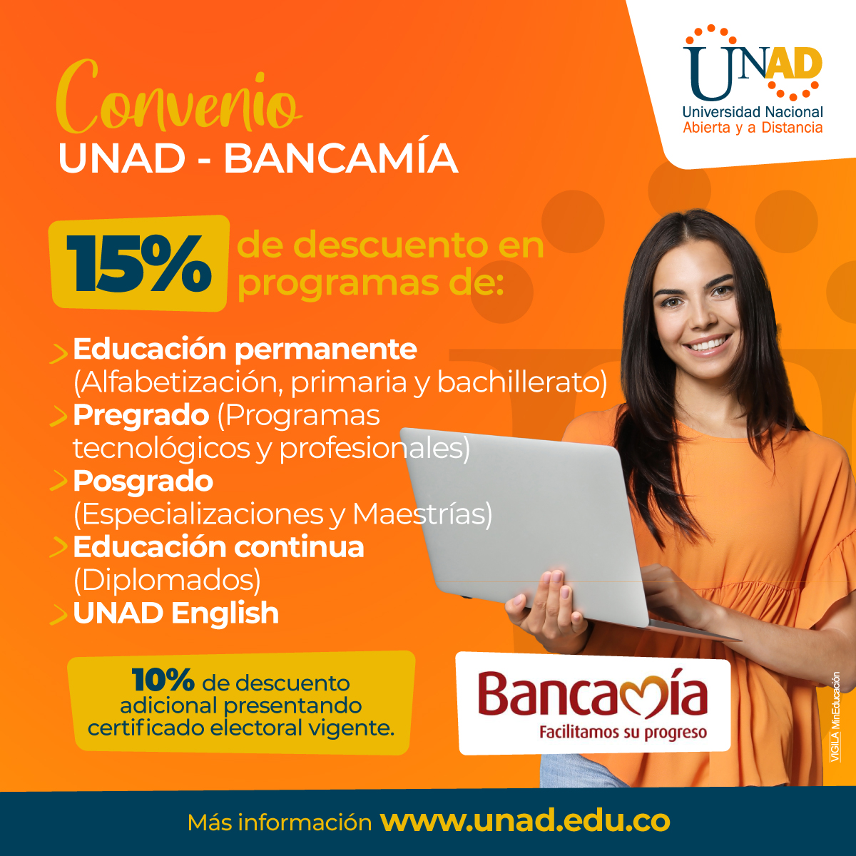 Empleados y clientes de Bancamía son beneficiados por convenio de la UNAD 