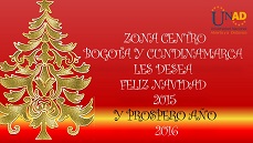 La Zona Centro Bogotá Cundinamarca de la UNAD, desea Felices fiestas, navidad y año nuevo, en compañía de sus seres queridos.